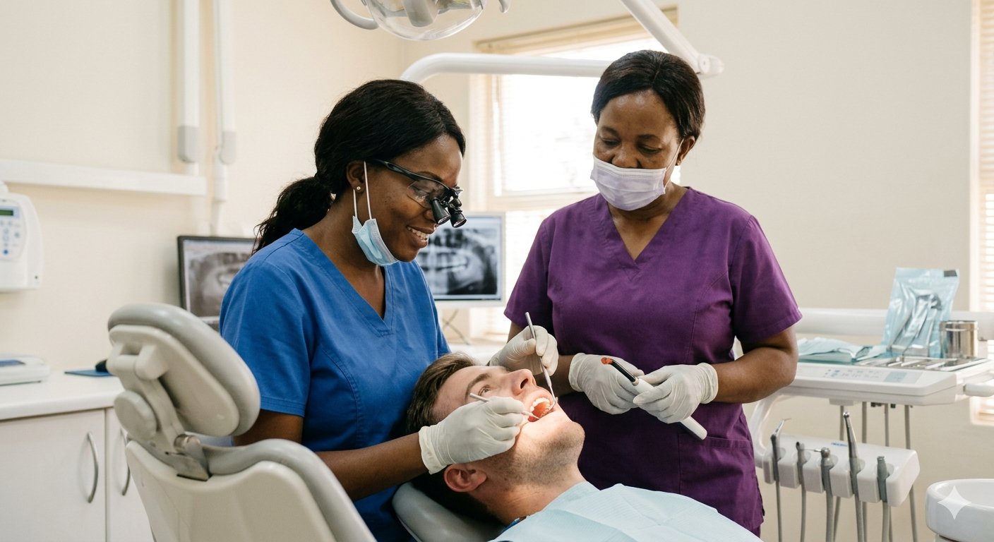 Dentist focused on a patient